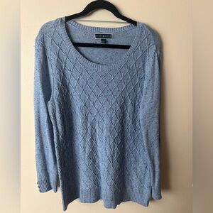 Karen Scott Blue Diamond Cable Knit Scoop Neck Pullover Sweater Size Large NWOT